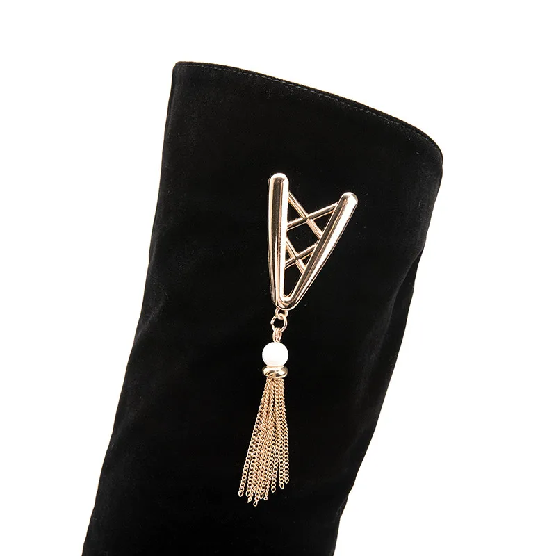 Женские сапоги на высоком каблуке с круглым носком осень/зиму | Обувь