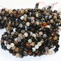 natural gray brown fringe veins onyx stone carnelian agat 6mm 8mm 10mm 12mm faceted round loose beads women jewelry 15inch a14