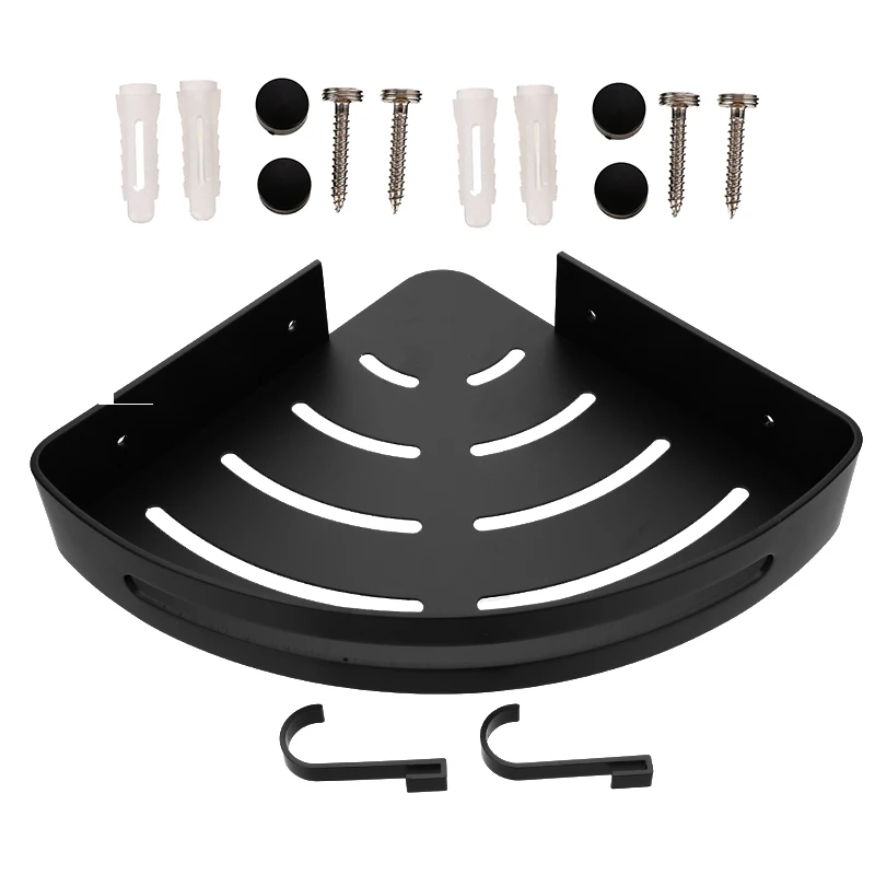 

Bathroom Shelf Bath Shower Shelf Bath Shampoo Holder Bathroom Corner Shelf Black Aluminum Wall Mounted Kitchen Storage Holder