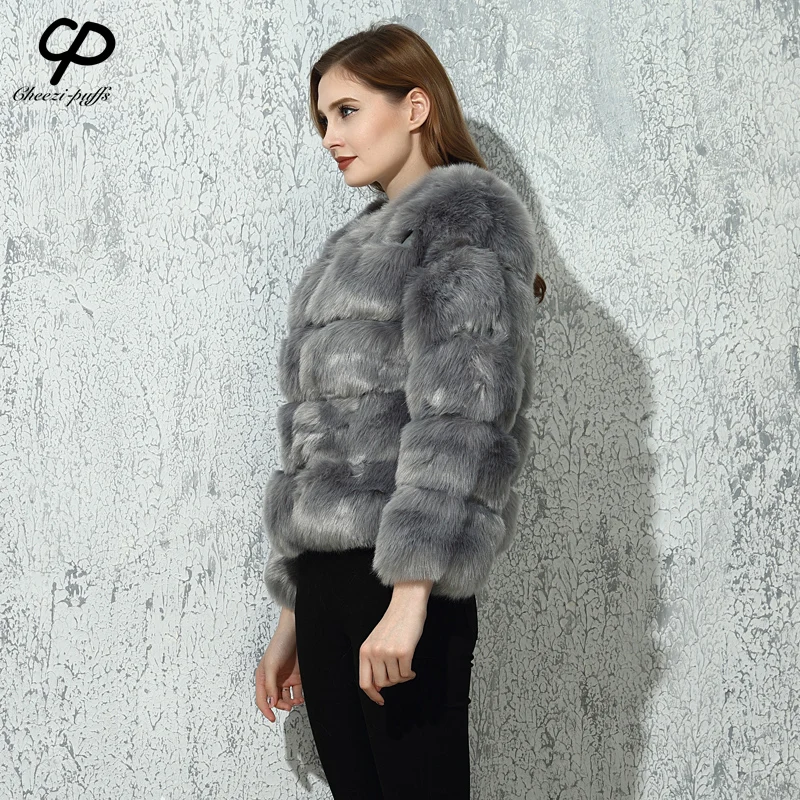 CP Brand Short Fur Coat Winter Fashion Women Faux Fox Coats Furry Cute Woman Fake Jacket Plus Size | Женская одежда