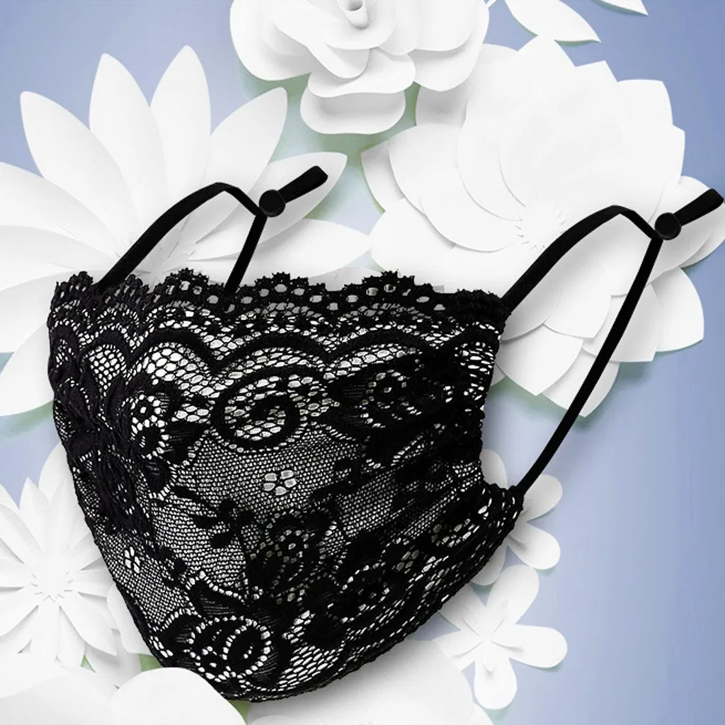 Кружевная маска для лица с вышивкой взрослых многоразовая моющаяся