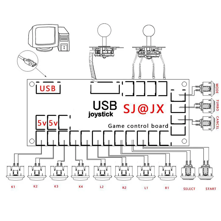 Новый DIY аркадный джойстик Набор 30 мм 24 аркадные кнопки usb Нулевая задержка