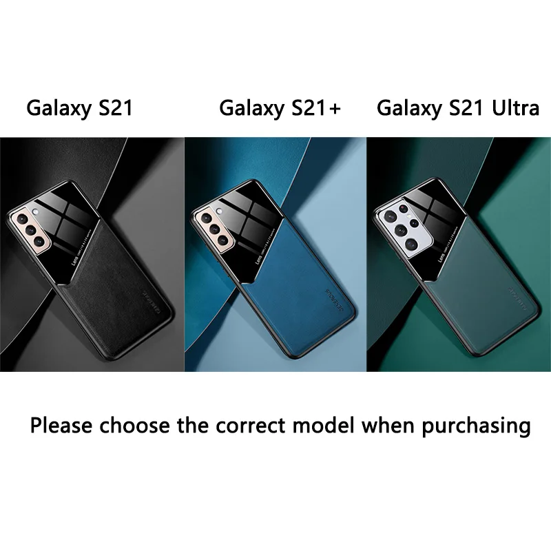 

Atittu Leather Phone Case for Samsung S21 Ultra 5G Case Cover Soft TPU Frame Built-in Iron Cover for Samsung Galaxy S21 + 5G