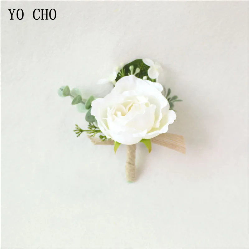 boutonniere-C Йо Чо искусственный цветок Мужская бутоньерка, жених бутоньерка Buttonhole свадебный цветок на запястье Шелковая Роза украшение для свадьбы аксессуары для планировщика - Цвет: boutonniere-C
