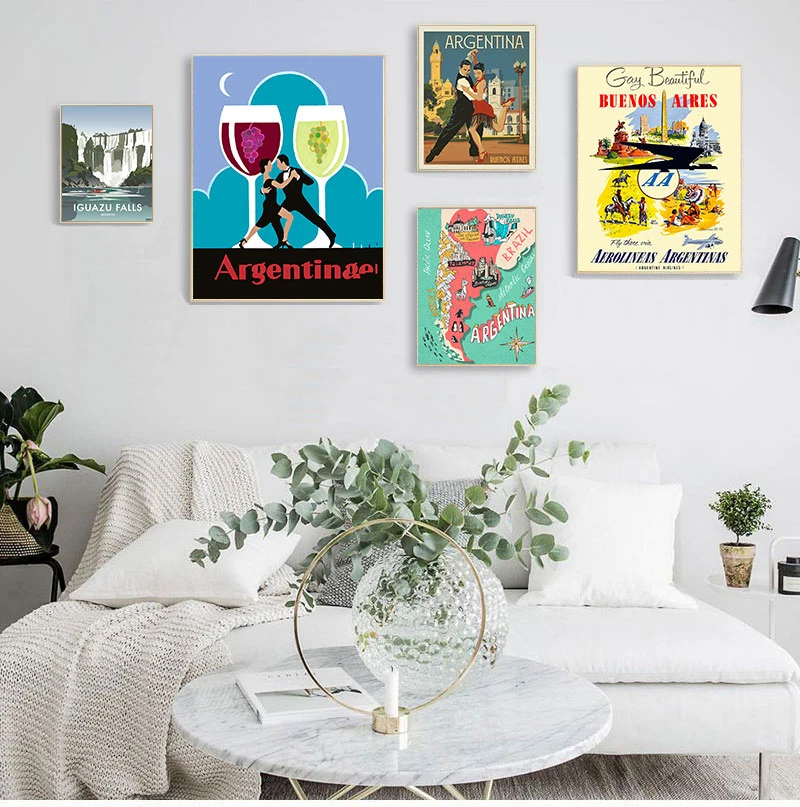 

La Республика Аргентина холст картины винтажные Путешествия стены крафт плакаты покрытые стены наклейки домашний Декор подарок