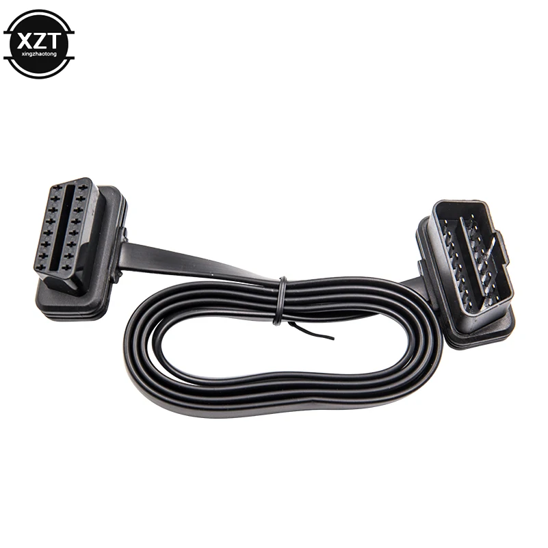 Новый плоский тонкий OBD кабель 16Pin ELM327 2 интерфейса мужчин и женщин Локоть OBDII