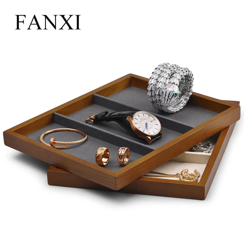

The New Jewelry Tray Solid Wood Three Grid Plate Ring Necklace Bracelet Storage Tray Shop To See The Pallet
