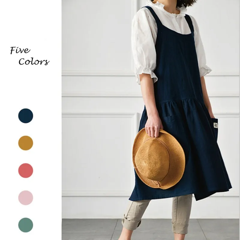 Saim домашней кухни цветочный фартук из хлопка и льна кухонный для кафе женское