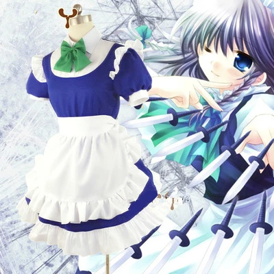 Высококачественное платье горничной из Аниме TouHou Project Izayoi Sakuya Женский костюм для