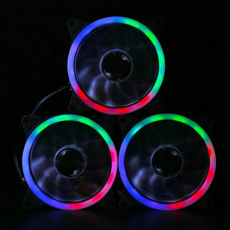 

RGB Chassis Fan 120mm Cooling Cooler Fan with Controller for Computer Discoloration Colorful Cooling Chassis Fan 2 Pcs