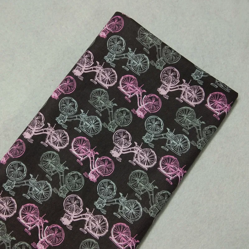 Королевский Серый Розовый с принтом в виде велосипеда хлопковая ткань 50x105 см