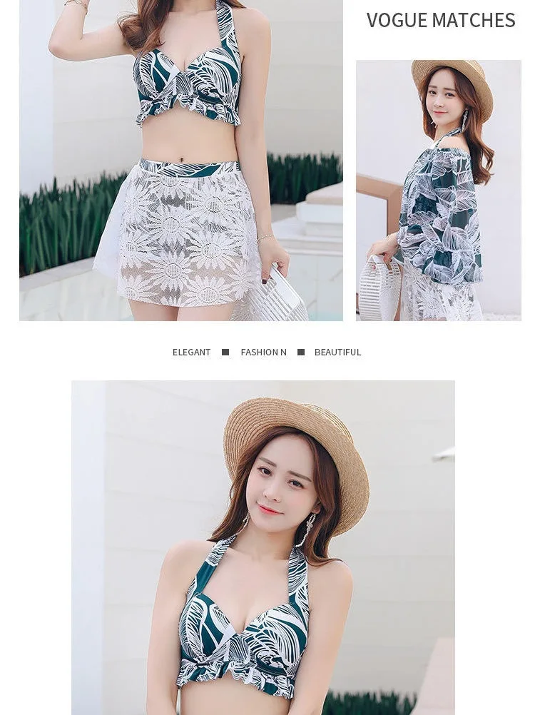 Южнокорейский стиль консервативные купальники женская маленькая юбка с