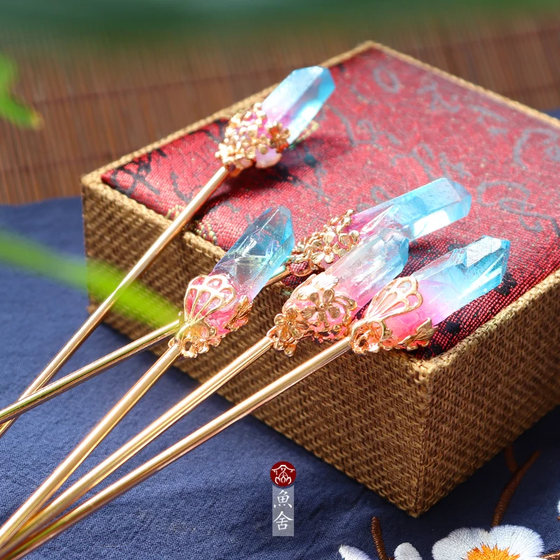 Китайская шпилька для волос прекрасный кристаллический кластер оригинальная