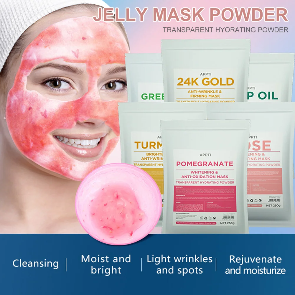 

Soft Hydro Jelly Mask Powder Face Skin Care Whitening Rose Gold Collagen Peel Off DIY Rubber Facial Jellymask SPA Beauty Salon