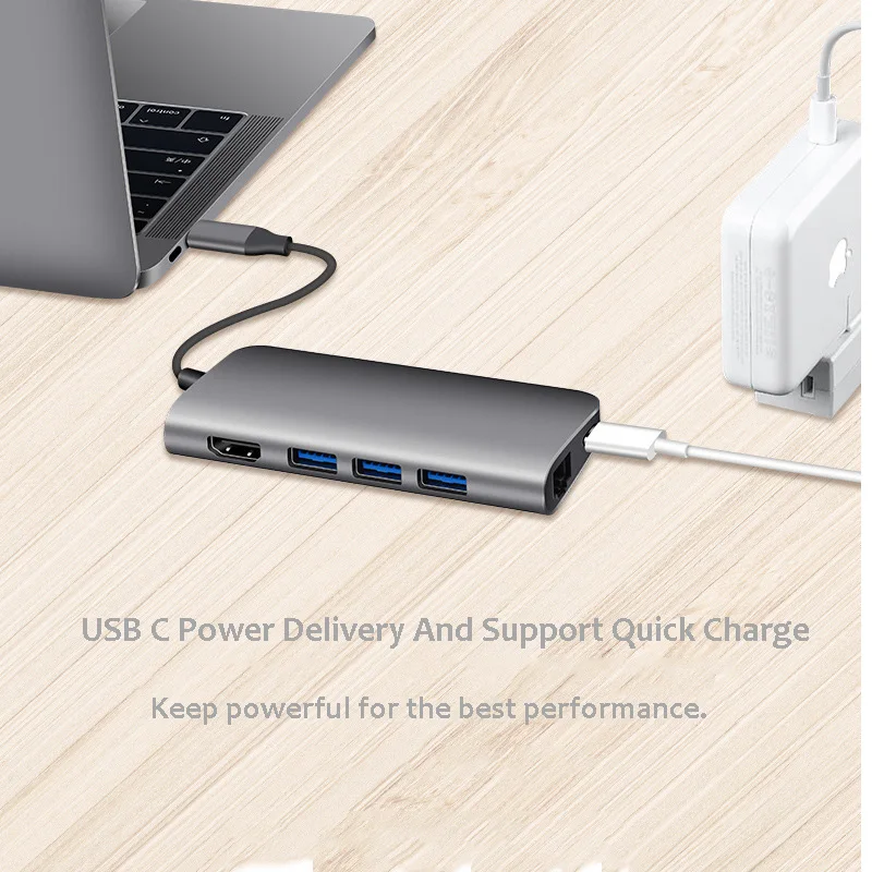 USB C концентратор адаптер док-станция для ноутбука 8 в 1 3 0 HDMI RJ45 Gigabit SD TF Macbook HP Huawei