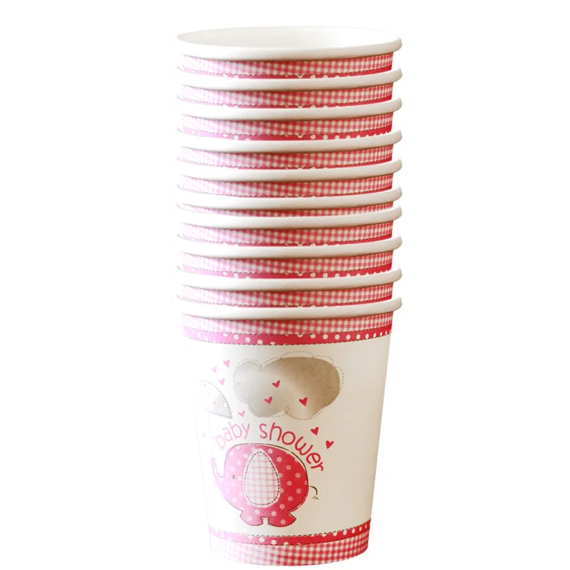 cups 10pcs Вечерние салфетки для девочек с изображением розового слона, украшения для новорожденных, Bptism, салфетки для дня рождения, баннер, покрытие для стола, посуда, вечерние принадлежности - Цвет: cups 10pcs