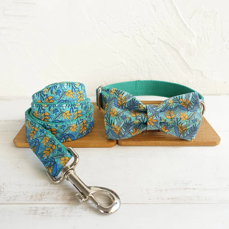 Ожерелье для собак с принтом листьев персонализированное колье поводок немецкой