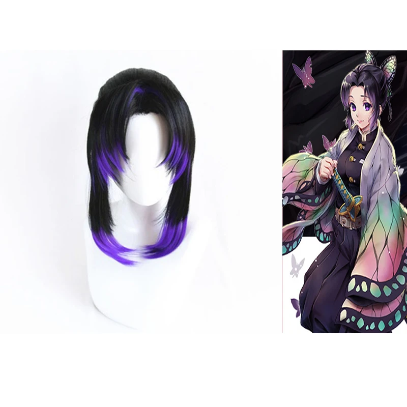 

Kids Demon Slayer Kimetsu no Yaiba Kochou Shinobu Cosplay Halloween Party Girls Full Set Costume With Free Butterfly Headdress