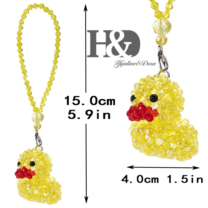 H&D, Висячие вязанные подвески для жениха и невесты, вязаные бусины Rondelle в форме сердца, украшение в виде утки, украшение сзади автомобиля, Хрустальная Призма, свадебный подарок