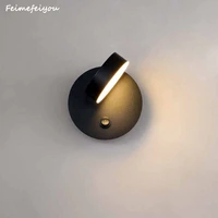 bedside reading mounted led wall lamp fixture indoor light adjustable wall sconce rotatable round light