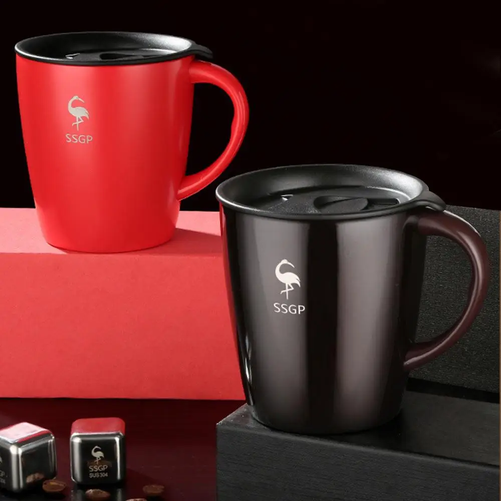 

Coffee Mug Silicone Drinkware Water Wine Business Gift Insulated Insulation with Spoon Kitchen Home Use Household Brushed
