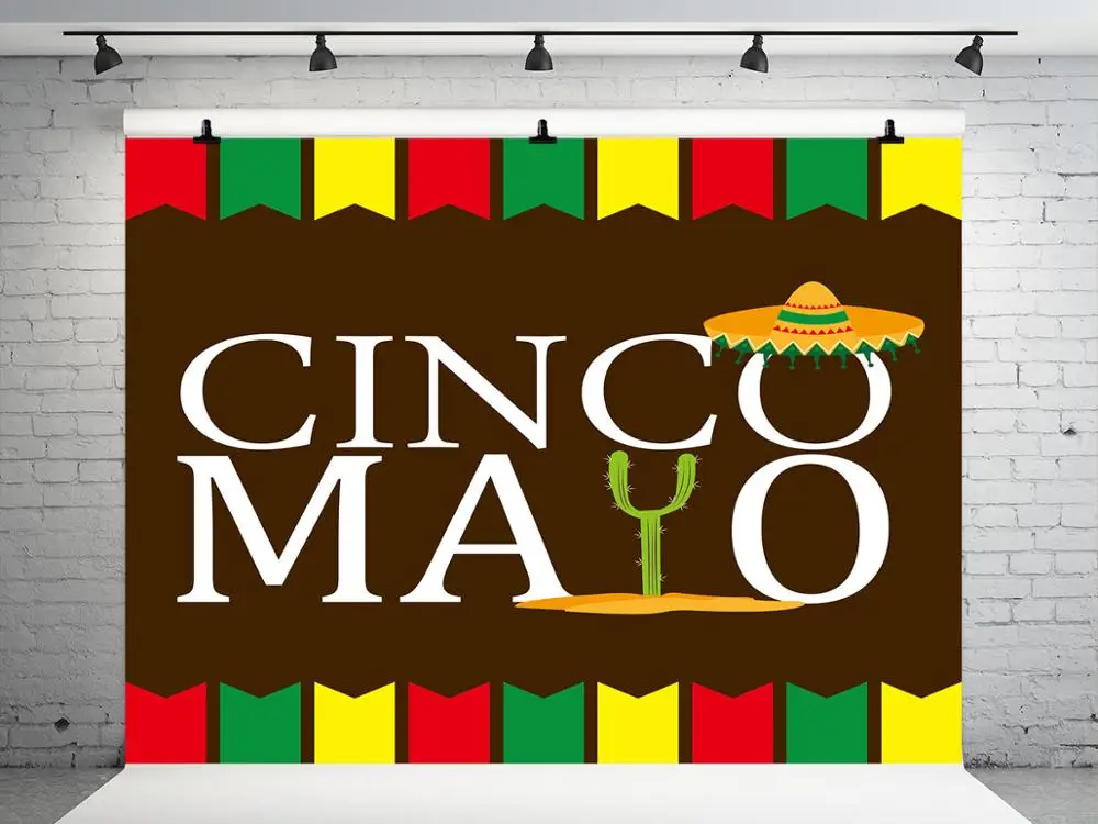 VinylBDS 7x5ft Cinco Mayo фоны для фотостудии детский душ кактус красный желтый зеленый дети