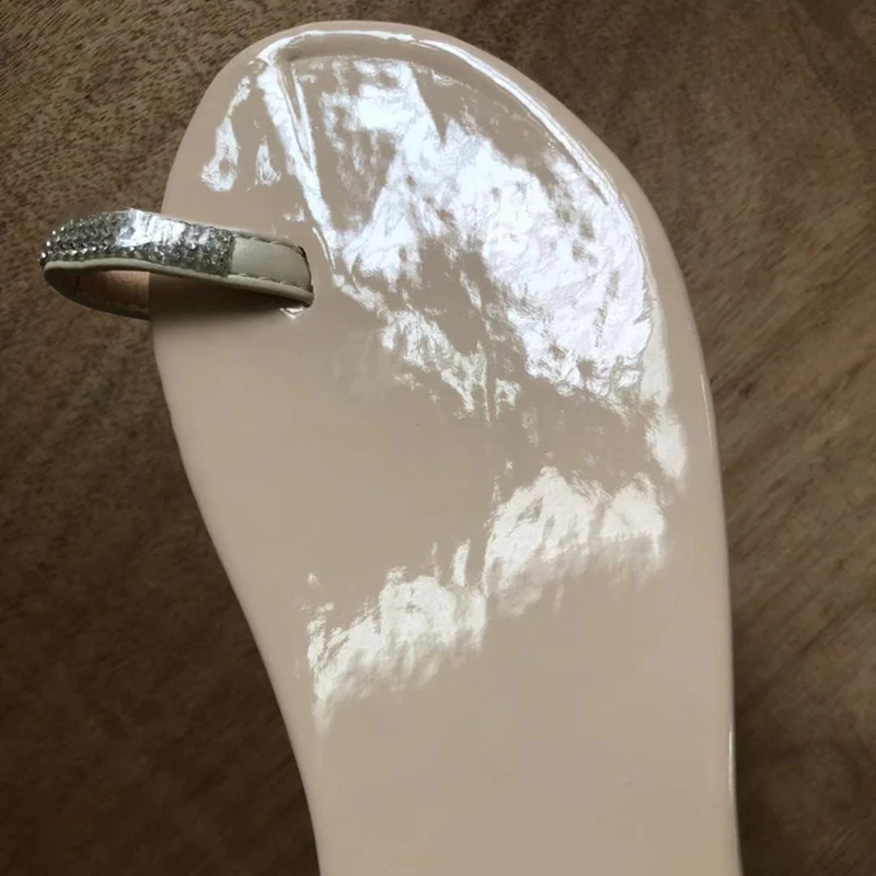 

SIMLOVEYO 2020 Woman Concise Summer Flat Slipper Sandwich Toe Flat With Glitter Rhinestone Large size 37-42 Beach Casual B1960