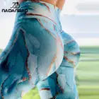 Новинка 2022, леггинсы для фитнеса NADANBAO, модные синие Леггинсы с мраморным принтом, Колготки с высокой эластичной талией, женские брюки большого размера, одежда