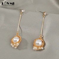 vintage sliver drop pear earrings for women korean style hoop long tassel decor original fine earrings pendants jewelry 2021