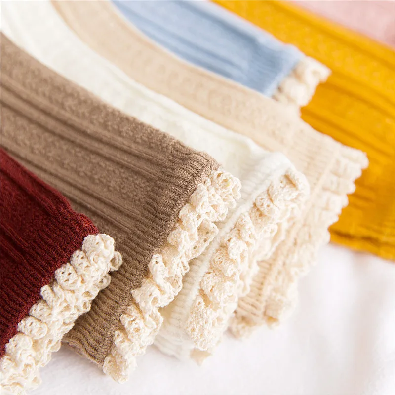 Jeseca новые милые женские кружевные оборки длинные носки из хлопка Мягкие Дышащие