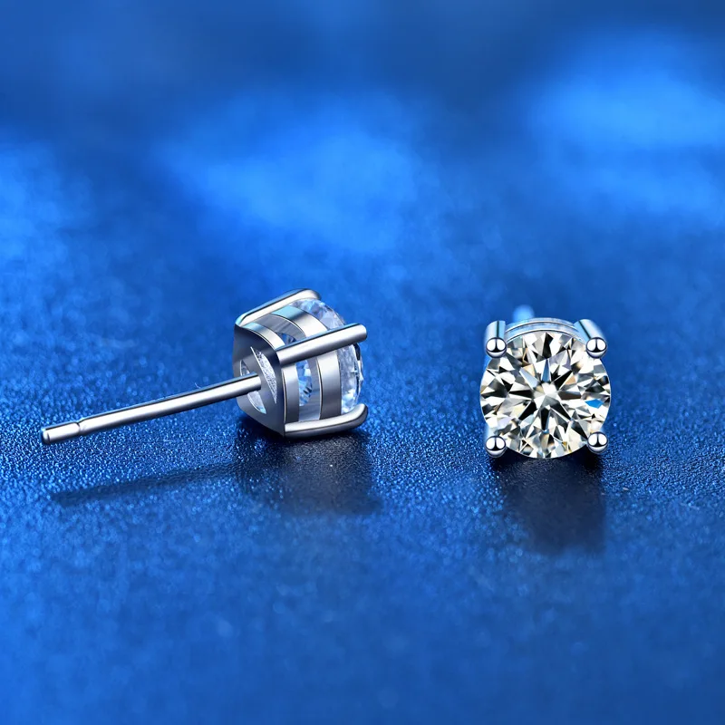 

100% moissanite Gemstone Rose Gold Stud 0.5ct 5.0mm Earrings for Women Solid 925 Sterling Silver Solitaire Party Fine Jewelry