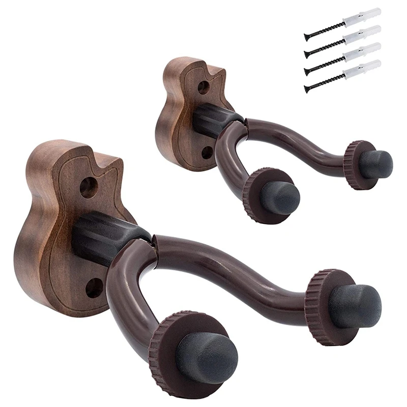 

2 Pack Wood Guitar Hanger Wall Hook Holder Stand Accessories,for Acoustic Electric Guitar Bass Folk Ukulele Violin