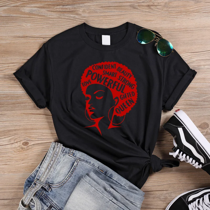 ONSEME Afro Lady Graphic футболки Женская Феминистская футболка Девушка сила королева лето черный розовый Женская футболка Эстетическая одежда Q-882