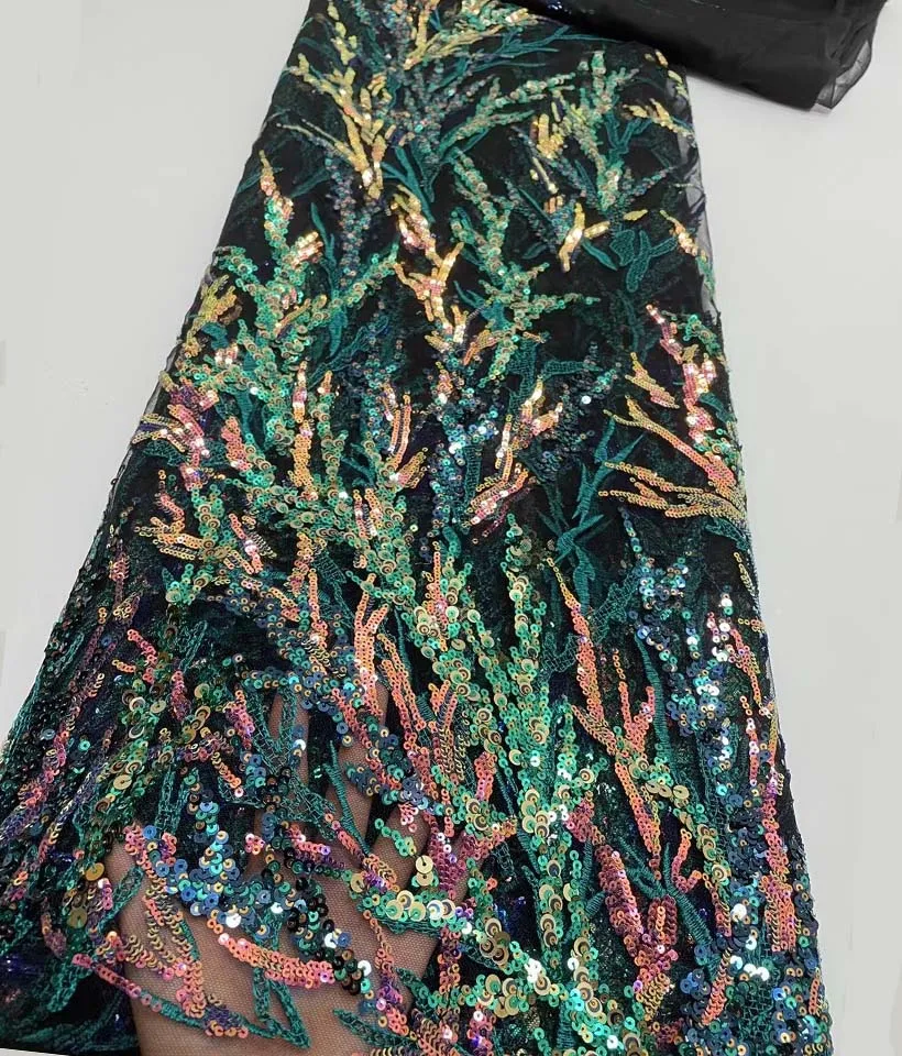 

Африканская Свадебная кружевная ткань, фототкань 2021, Высококачественная французская сетчатая кружевная ткань с блестками для платья, 5 ярд...