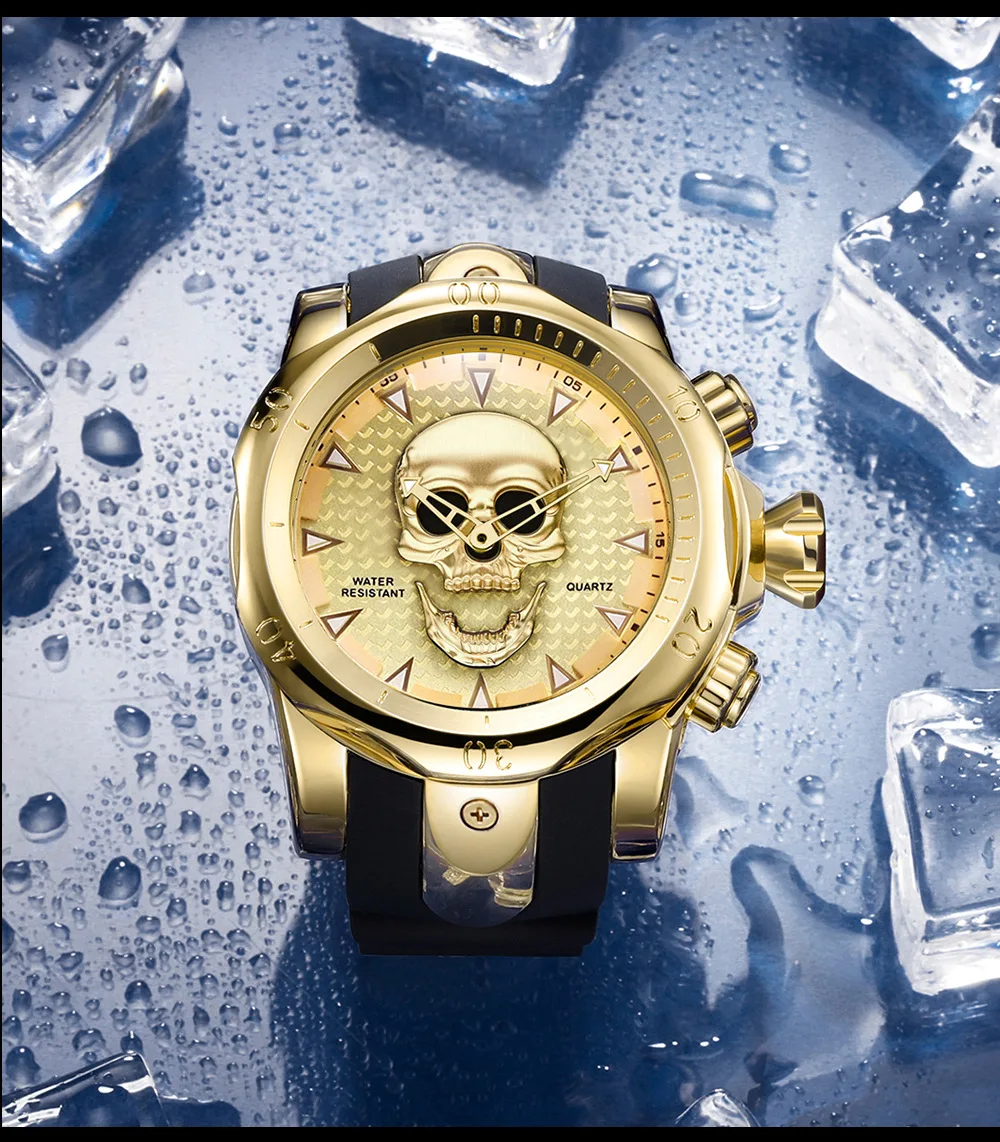 

VA VA VOOM 220 Men Ghost Head Skull Watch Sport Trend Watch Silicone Band Big Dial Fashion Casual Male Clock Wristwatches