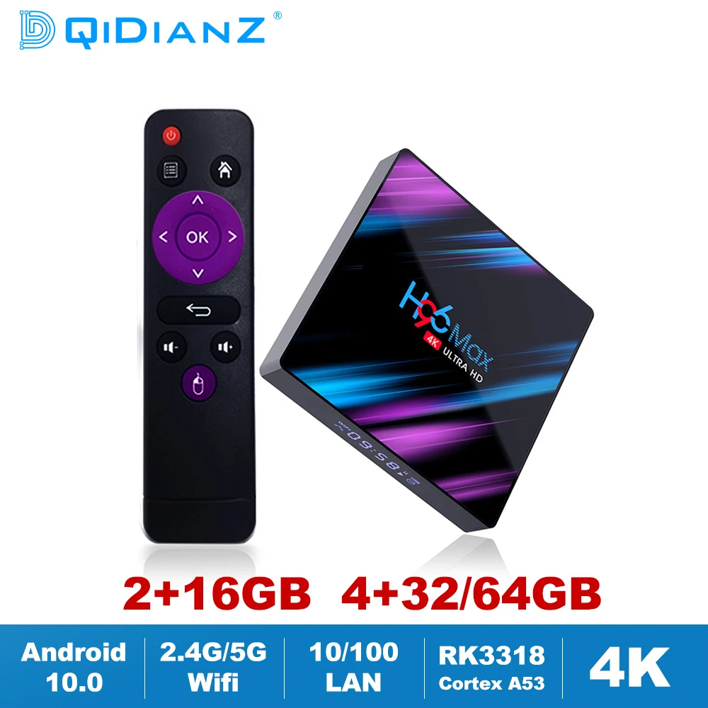 ТВ-приставка H96MAX Android 10 четырехъядерная 64-битная 2 4/5 8 ГГц Wi-Fi BT 4 0 4K HD медиаплеер H96