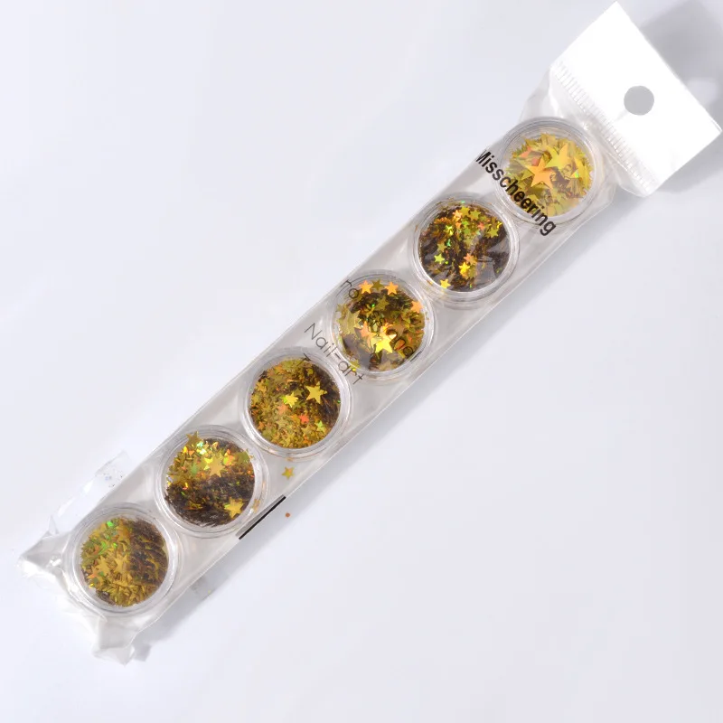 

6Pcs/sell DIY Dark Gold Star Sequins Nail Rhinestone Small Irregular Beads Manicure 3D Nail Art Decoration In Wheel Accessories