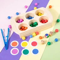 wooden colorful clip beads game classification box toy for children montessori early educational training color cognitive toys