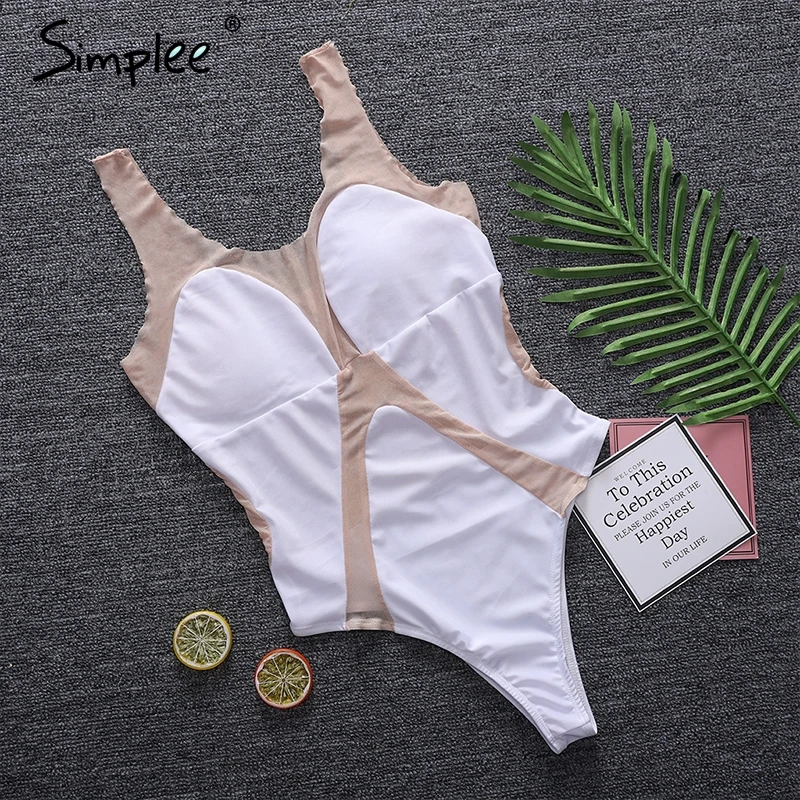Прозрачное женское сексуальное боди Simplee в стиле петчворк слитный купальник с