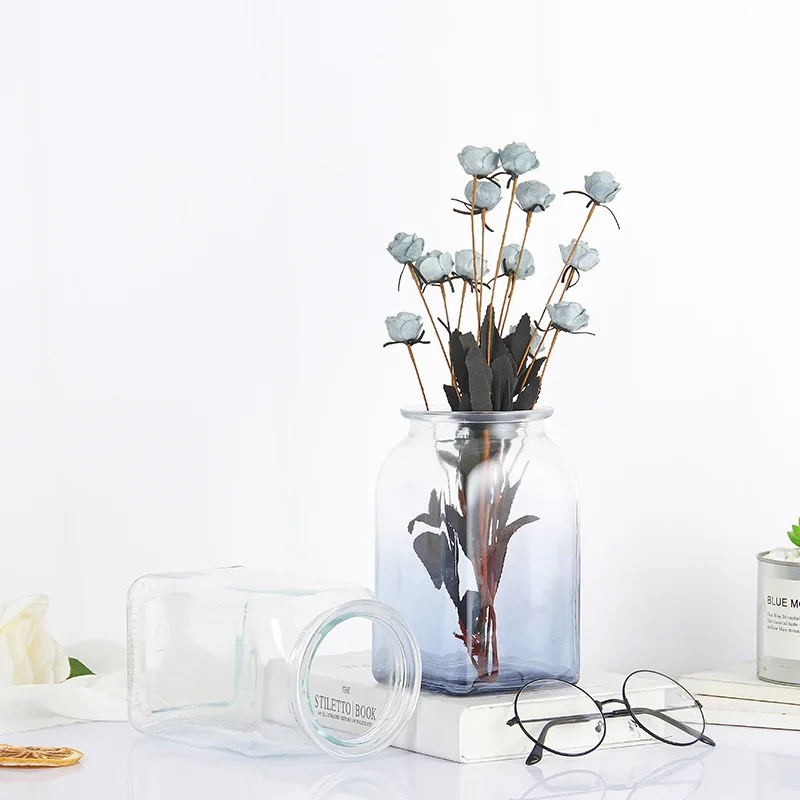 Скандинавские Искусственные цветы стеклянная ваза креативный градиент