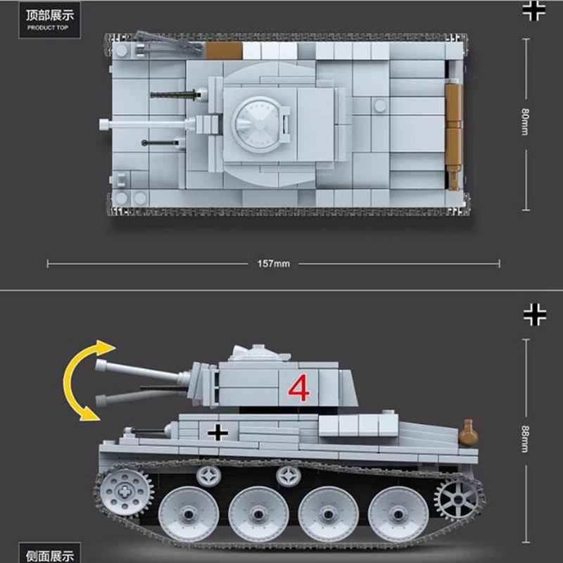 WW2 Военный танк воин LT 38 легкий костюм строительный блок игрушка военный оружие