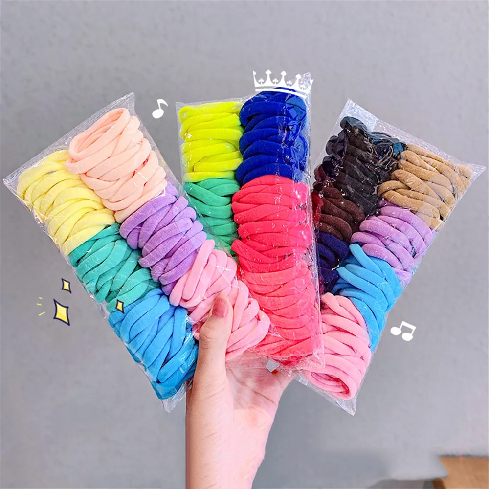 

50/100pcs/lot Women Girls 3.5cm Candy Color Nylon Solid Elastic Hair Bands Rubber Bands Scrunchies Hair Ropes Ponytail Holder