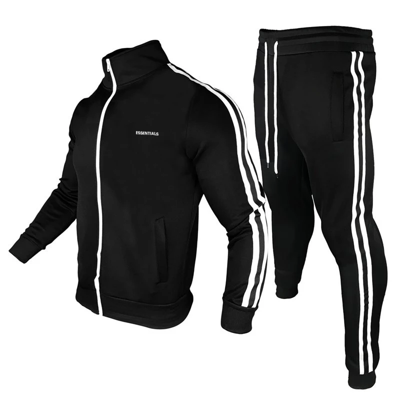 

2021 New European And American Trend Men's Fashion Casual Sports Suit Stand-Up Collar Cardigan Sweater Men's Sportswear