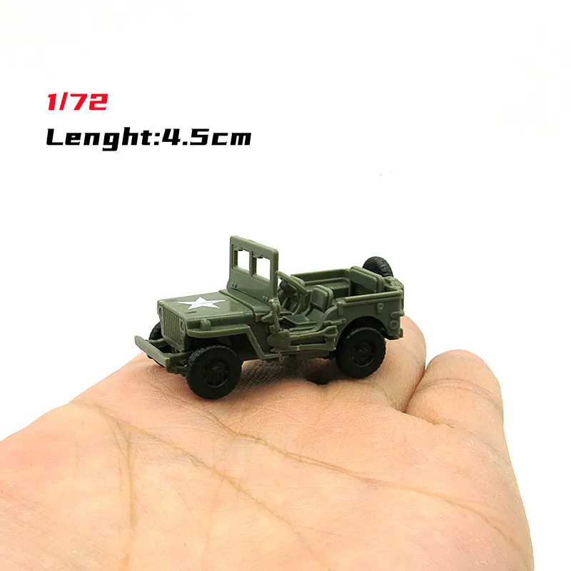 

Джип Willys 1:72 времен Второй мировой войны, с подвесным ковшом, 4,5 см, военный автомобиль, Сборная модель автомобиля, игрушки