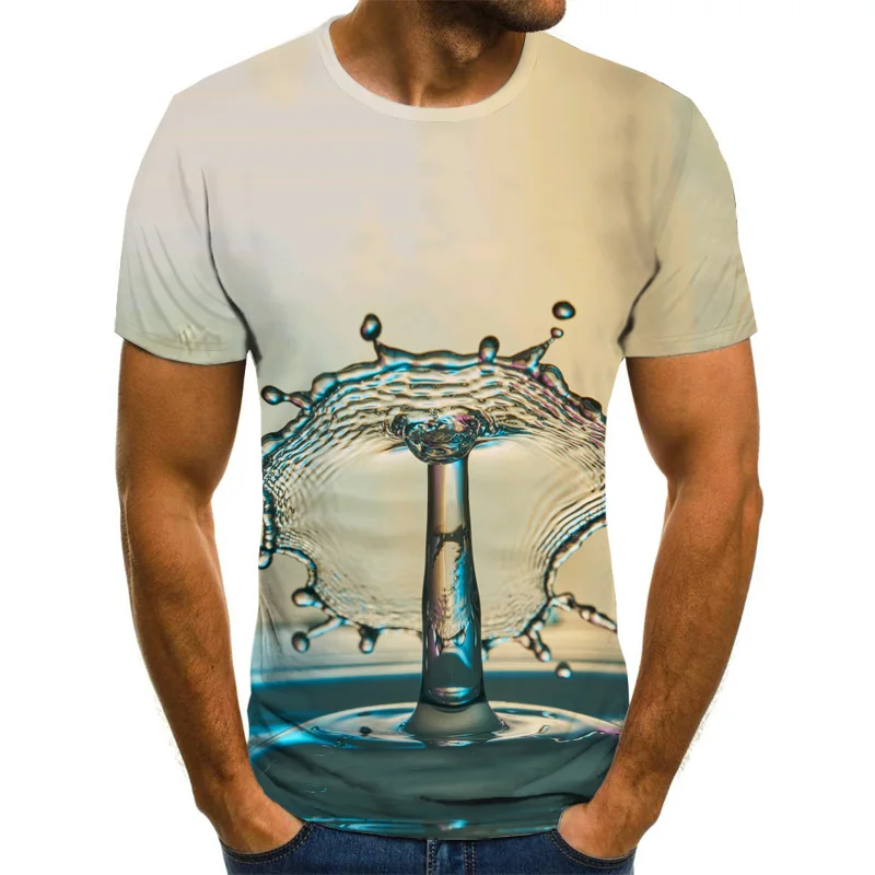 Новая популярная мужская футболка с 3D принтом модная уникальная каплями дождя