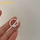 QMCOCO 925 серебро Корейская женщина улыбка жемчуг модное регулируемое кольцо простой индивидуальный дизайн винтажные элегантные прекрасные подарки Вечерние