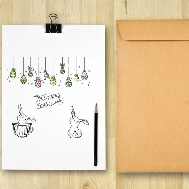 Кулон &quotПасха&quot яйцо Кролик силиконовый прозрачный печать штамп DIY Скрапбукинг