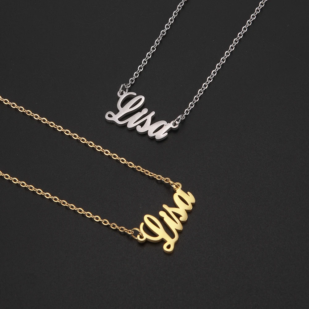 

Custom necklace Collier personnalise avec nom et lettres, en acier inoxydable, pendentif, bijoux pour femmes et filles