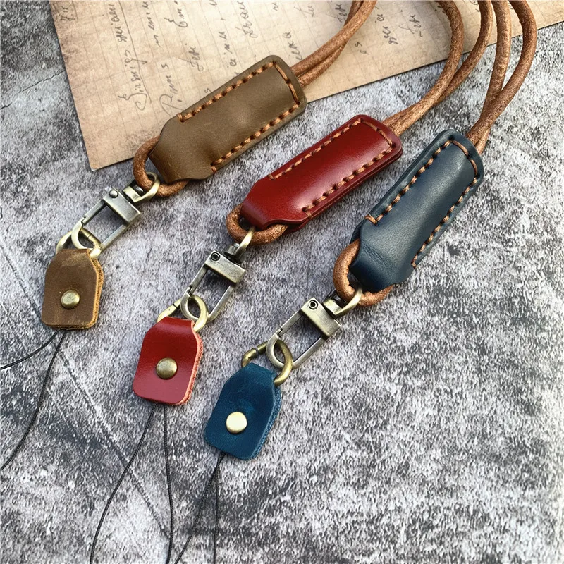 10Pcs Cell Phone Charm Leather Landyard Cowhide Keychain on the Phone Chain Strap Handmade Rope for Mobile Rope Necklace