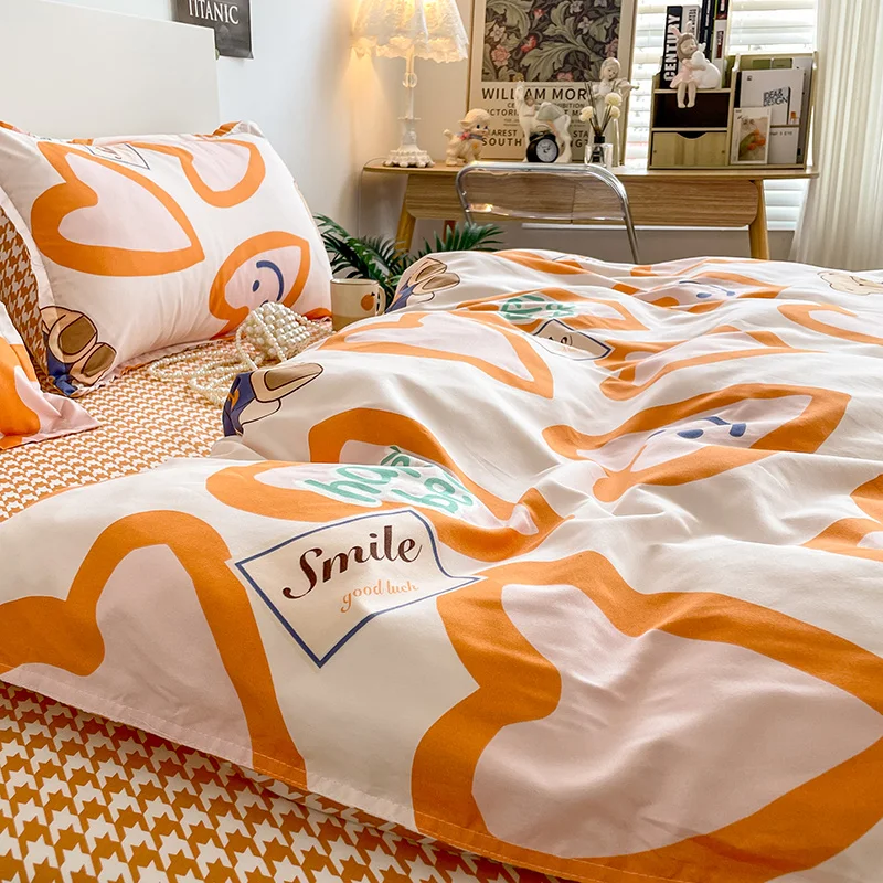 Cute Bedding Sets Cartoon Fashion Duvet Cover Pillow Cases Comfortable Bed Sheets Single Twin Full King Queen Bedclothes | Дом и сад